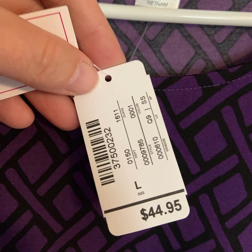 Christopher & Banks Purple Asymmetrical Hem Geometric Print Tunic - Picture 3 of 7